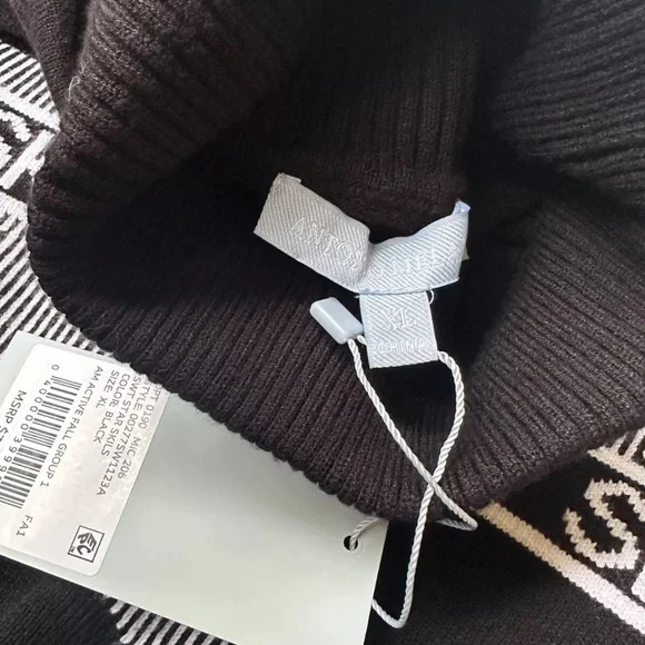 Perfect SKI Melani Active Stars Ribbed Knit Turtleneck Sweater Blk/White sXL NWT - Picture 4 of 6